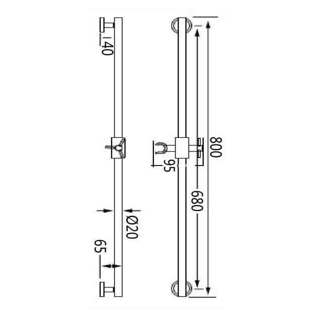 Dezine Shwar Matt Black Round Slide Rail Kit