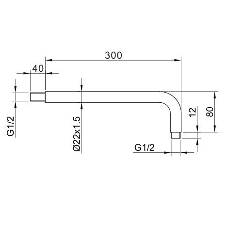 Dezine Pennar 300mm Round Stort Mounted Arm, Chrome