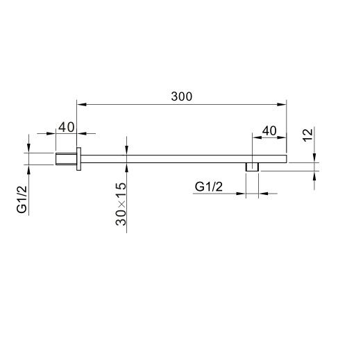 Dezine Cubo 300mm Square Stort Mounted Arm, Chrome