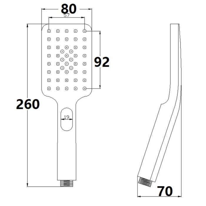 Dezine Square 3 Function Shower Handset