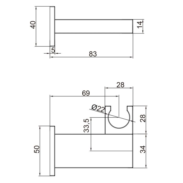 Dezine Square Wall Bracket, Chrome Plated Brass