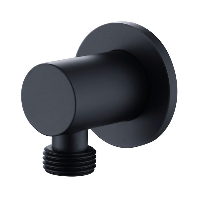 Dezine Pennar Matt Black Round Outlet Elbow, Chrome