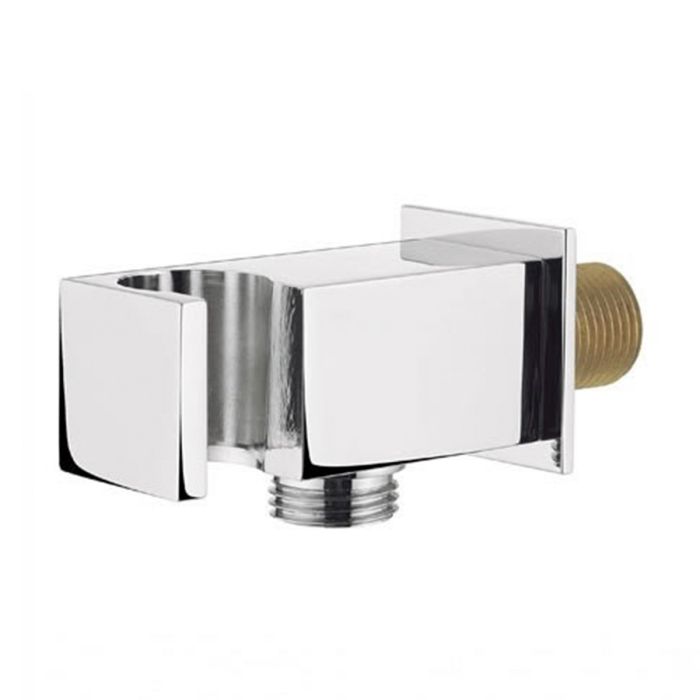 Dezine Cubo Square Outlet Elbow and Bracket, Chrome