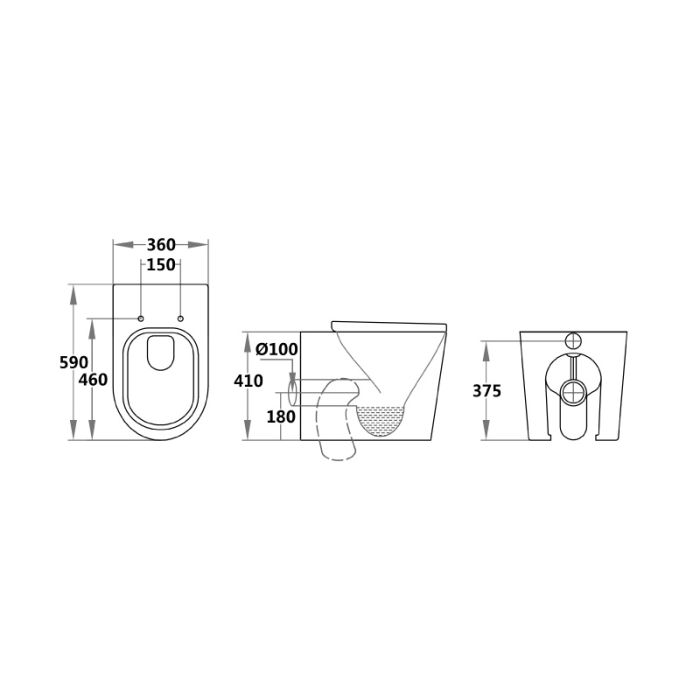 Dezine Eden Pro Back To Stort Toilet, Rimless