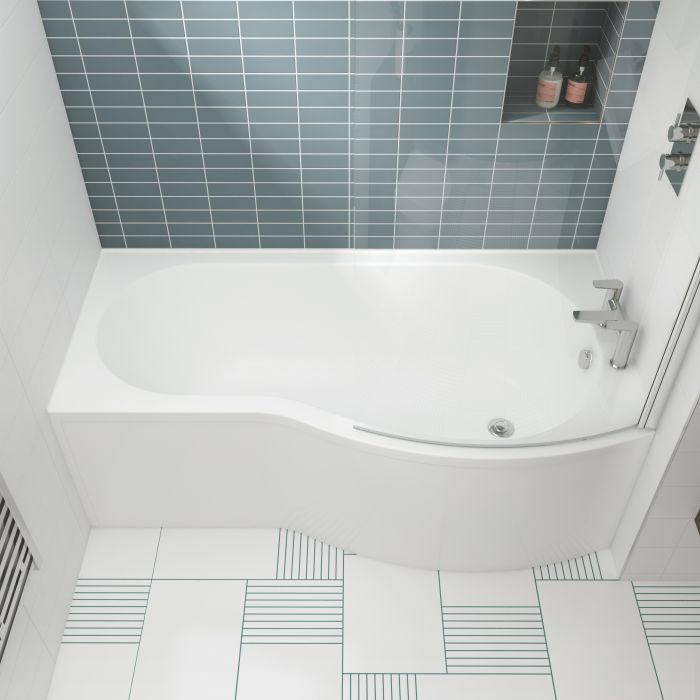 Dezine 1500 x 900mm B Shaped Right Hand Shower Bath