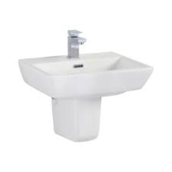 Dezine Kelvin 520mm 1TH Basin With Semi-Pedestal