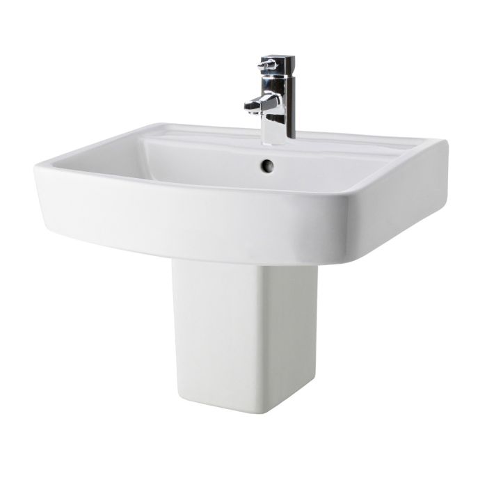 Dezine Kelvin 520mm 1TH Basin and Semi-Pedestal