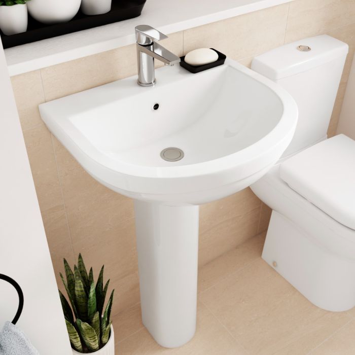 Dezine Esk 550mm 1TH Basin and Pedestal