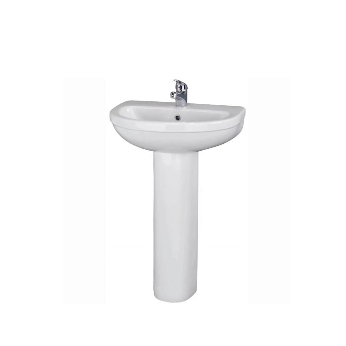 Dezine Grace 550mm 1TH Basin and Full Pedestal