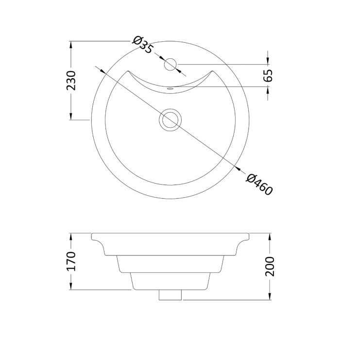 Dezine 460mm Round Ceramic Counter Top Vessel