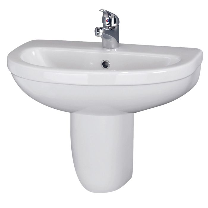 Dezine Esk 550mm 1TH Basin and Semi Pedestal