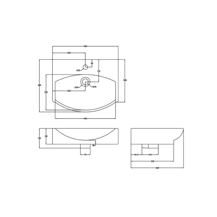 Dezine 500mm Wall Hung Basin