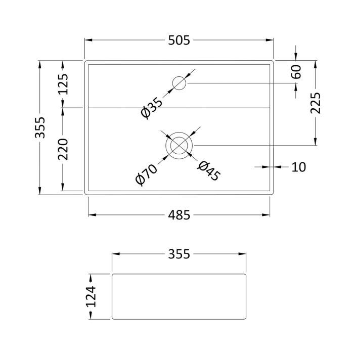 Dezine Dove 1TH, 500 x 350 x 120mm Rectangular Vessel