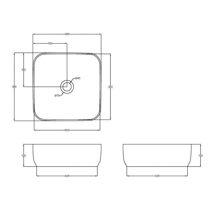 Dezine Dove 0TH, 365 x 365 x 120mm Square Vessel