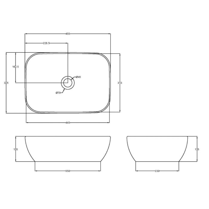 Dezine Dove 0TH, 455 x 325mm Rectangular Vessel