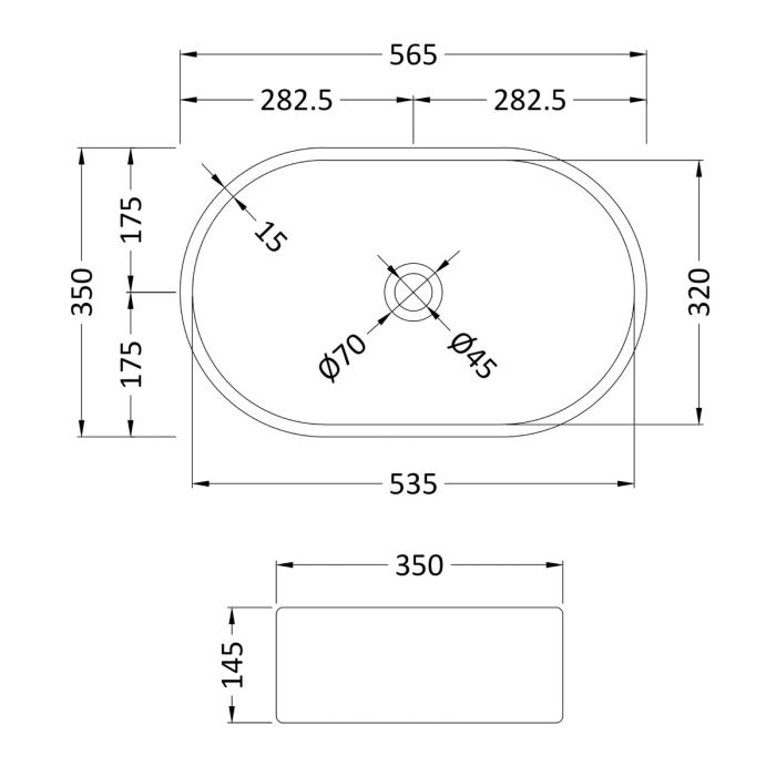 Dezine Dove 0TH, 565 x 320 x 145mm Rounded Vessel