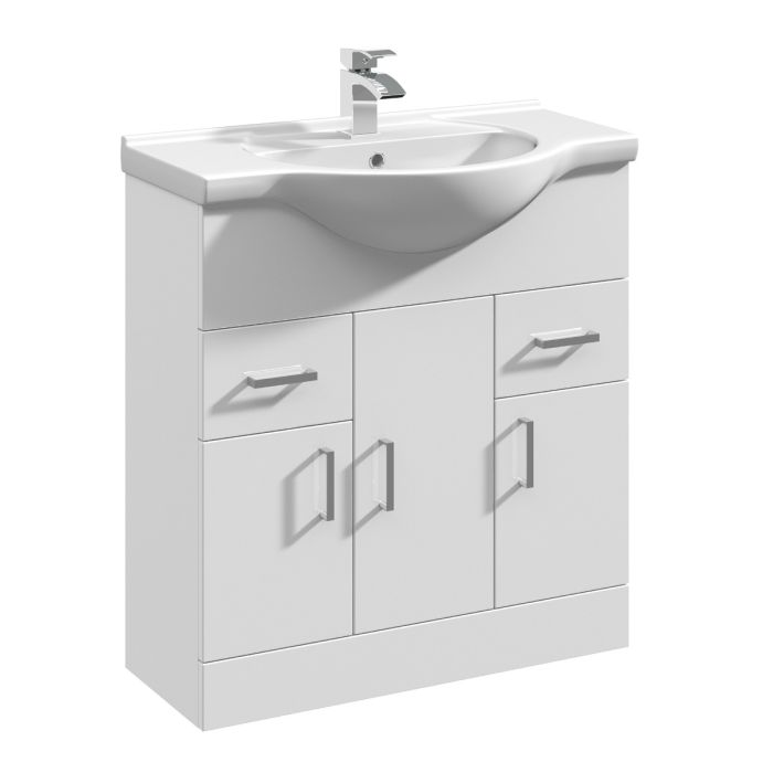 Dezine Velvare 750mm Gloss White Vanity Unit