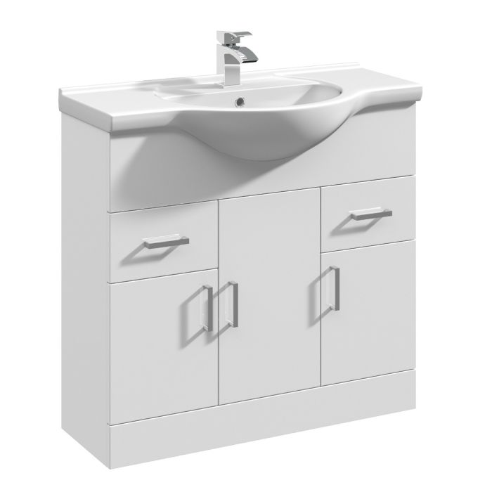 Dezine Velvare 850mm Gloss White Vanity Unit