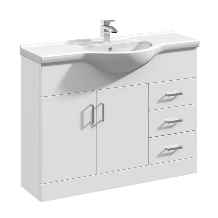 Dezine Velvare 1050mm Gloss White Vanity Unit