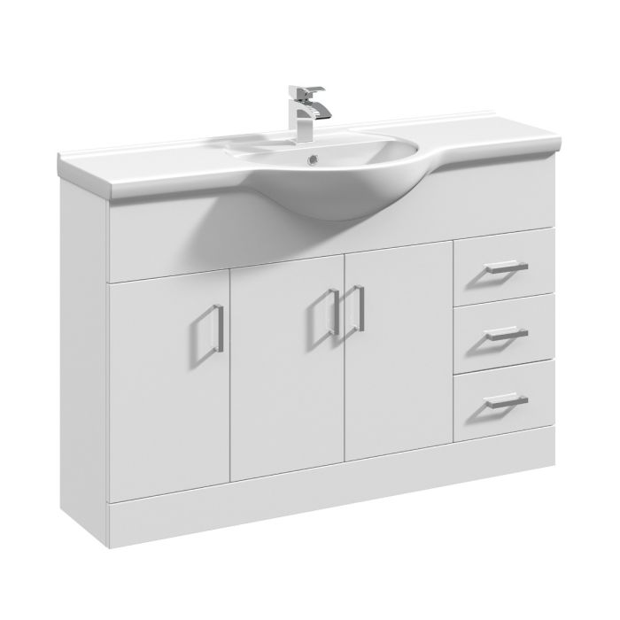 Dezine Velvare 1200mm Gloss White Vanity Unit