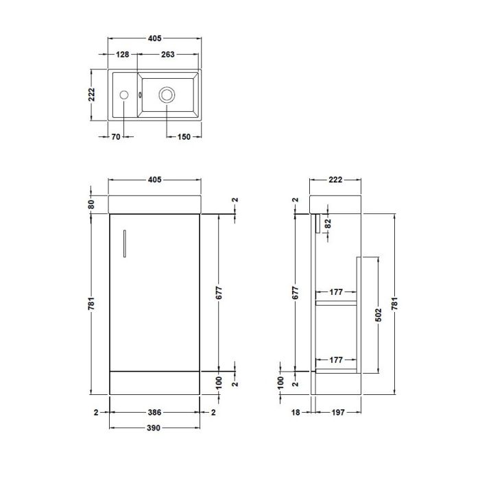 Dezine Zernara 400mm Gloss White Floorstanding Vanity Unit