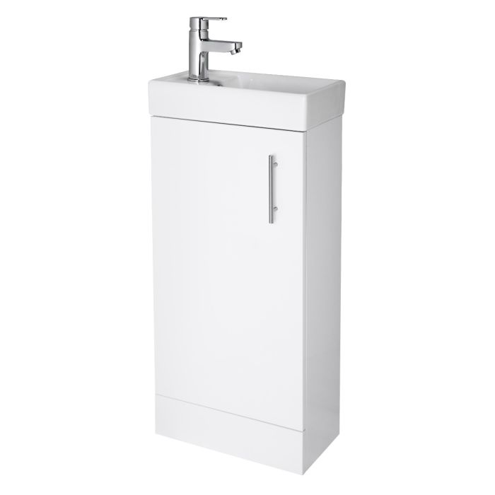 Dezine Zernara 400mm Gloss White Floorstanding Vanity Unit