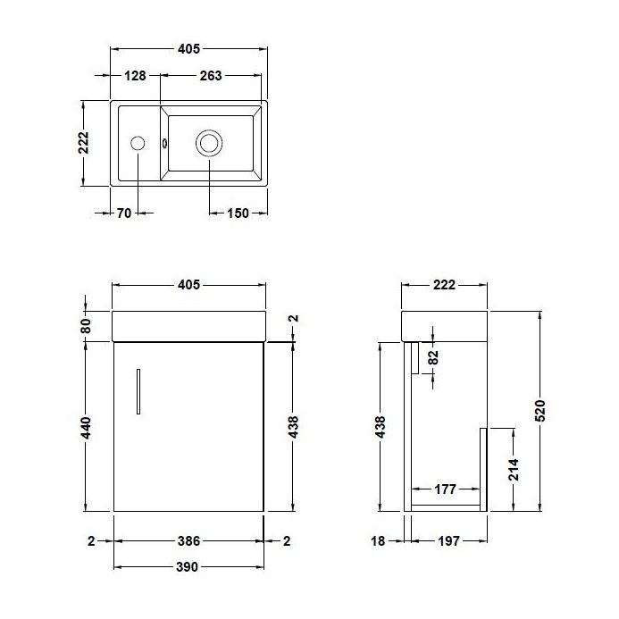 Dezine Zernara 400mm Gloss White Stort Hung Vanity Unit