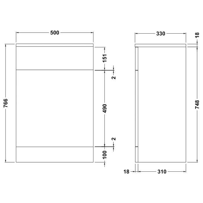 Dezine Velvare 500mm Gloss White WC Unit (330mm deep)