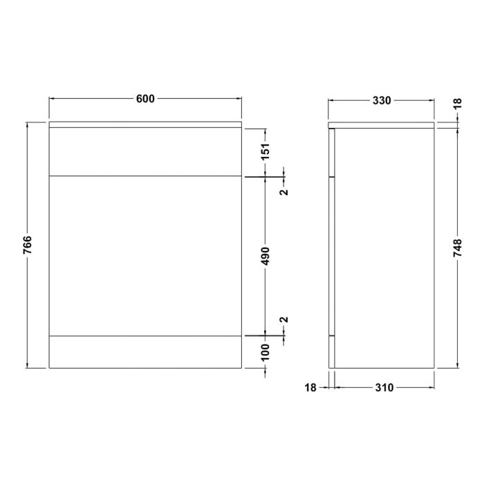 Dezine Velvare 600mm Gloss White WC Unit (330mm deep)