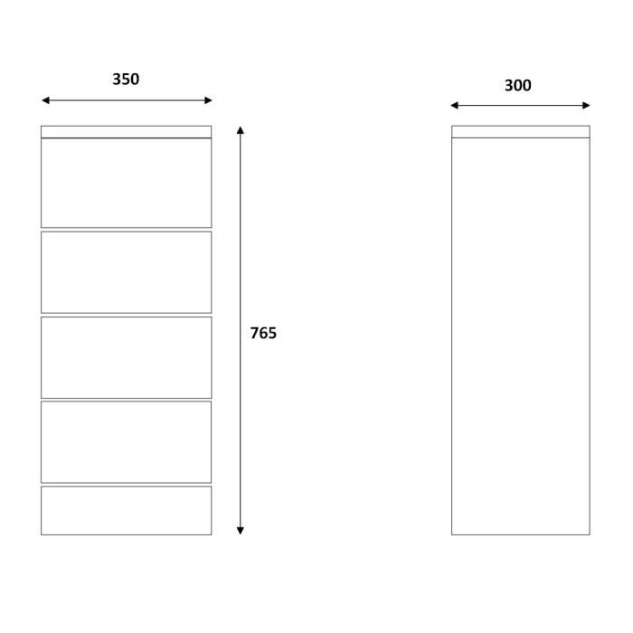 Dezine Velvare 350mm Gloss White 3 Drawer Unit (300mm deep)