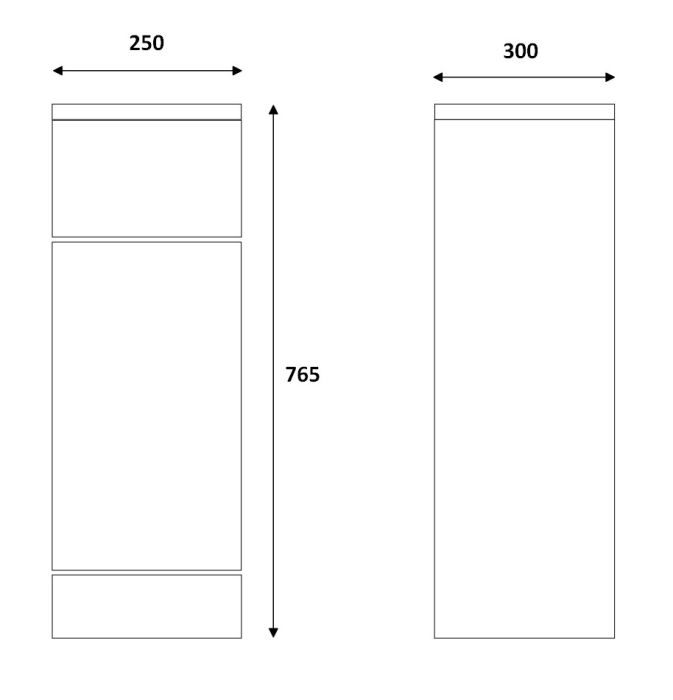 Dezine Velvare 250mm Gloss White Cupboard (300mm deep)