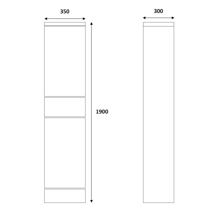 Dezine Velvare 350mm x 1900mm Gloss White Cupboard (300mm deep)