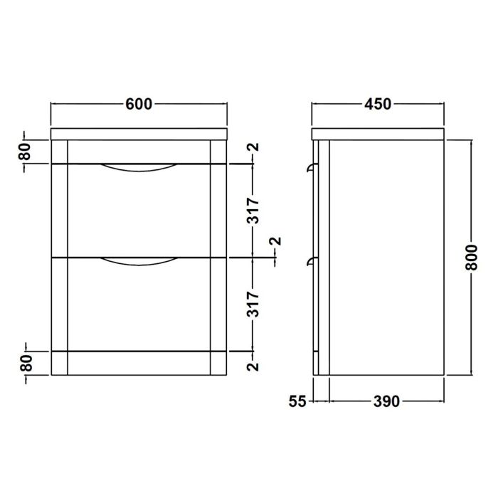 Dezine Dulais Gloss White 600mm Floor Standing Vanity Unit