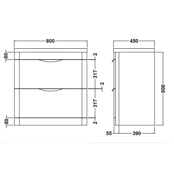 Dezine Dulais Gloss White 800mm Floor Standing Vanity Unit