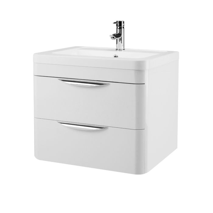 Dezine Dulais Gloss White 600mm Stort Hung Vanity Unit