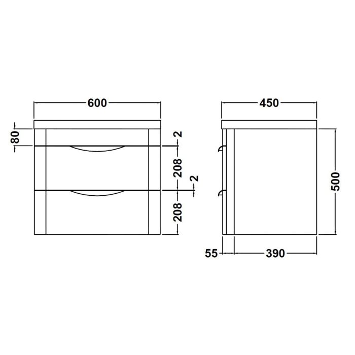 Dezine Dulais Gloss White 600mm Stort Hung Vanity Unit