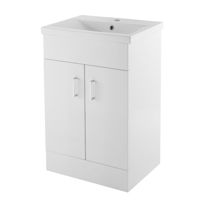 Dezine Tamar Gloss White 500mm Floor Standing Vanity Unit