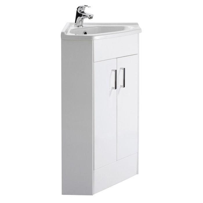 Dezine Axe Gloss White 555mm 2 Door Corner Cabinet