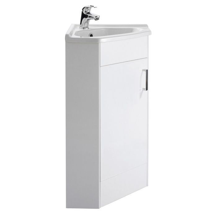 Dezine Axe Gloss White 555mm 1 Door Corner Cabinet