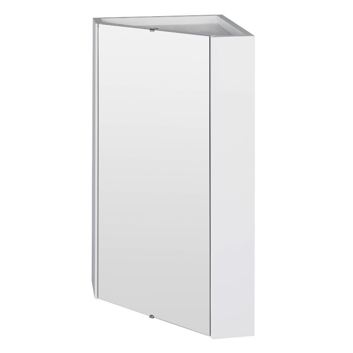 Dezine Axe Gloss White 1 Door Corner Mirror Cabinet