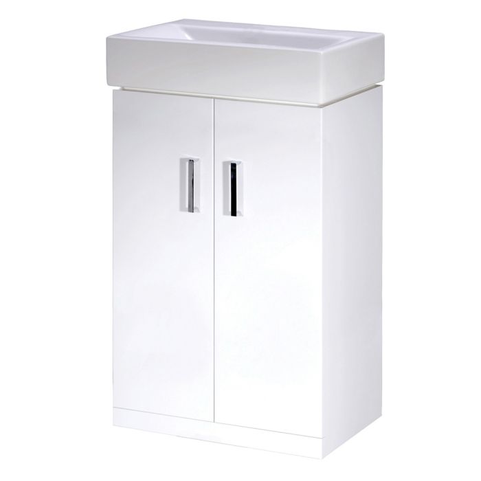 Dezine Axe Gloss White 450mm Floorstanding Vanity Unit