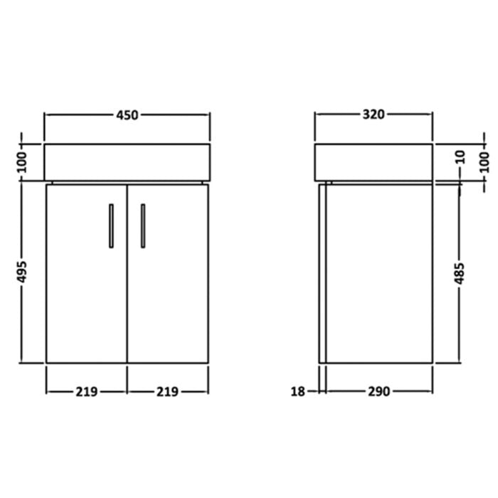 Dezine Axe Gloss White 450mm Stort Hung Vanity Unit