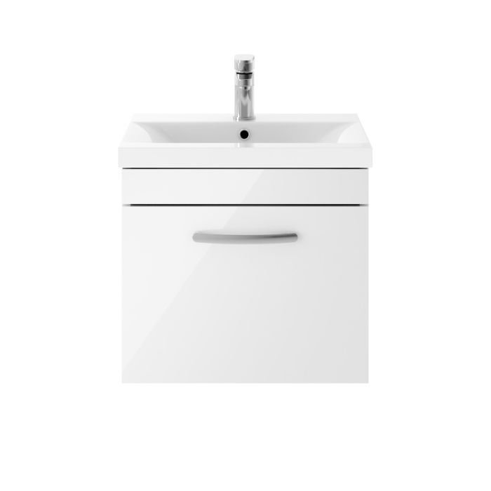 Dezine Nene 500mm Gloss White Stort Hung 1 Drawer Vanity Unit