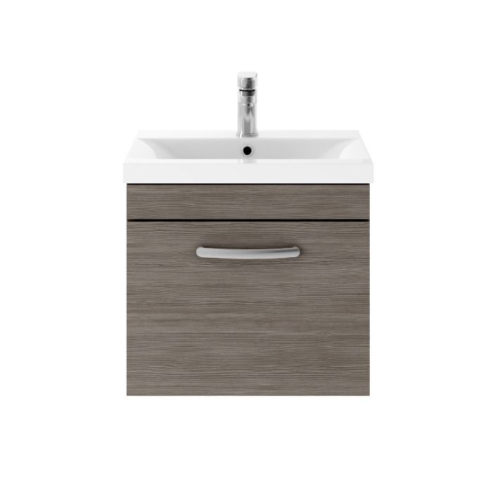 Dezine Nene 500mm Grey Avola Stort Hung 1 Drawer Vanity Unit