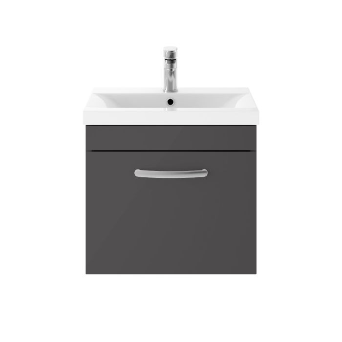 Dezine Nene 500mm Gloss Grey Stort Hung 1 Drawer Vanity Unit