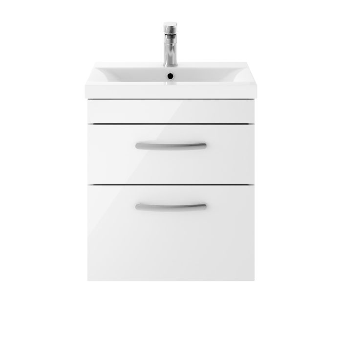 Dezine Nene 500mm Gloss White Stort Hung 2 Drawer Vanity Unit