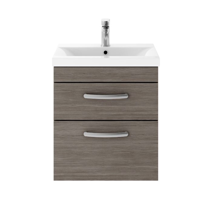 Dezine Nene 500mm Grey Avola Stort Hung 2 Drawer Vanity Unit