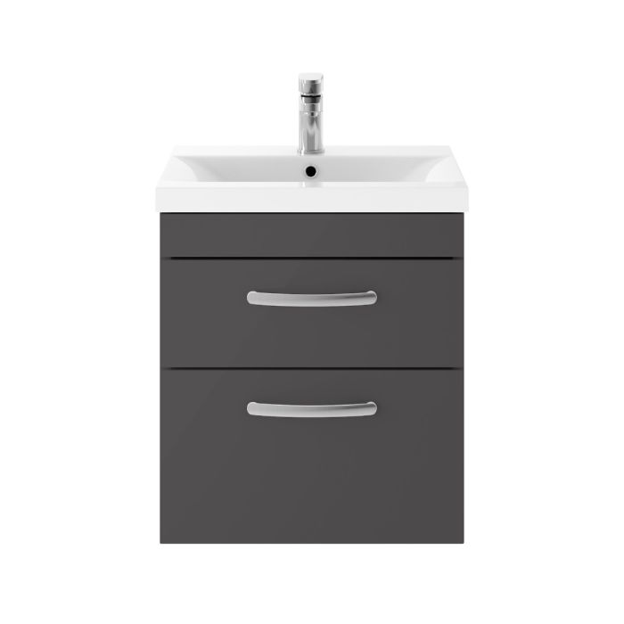 Dezine Nene 500mm Gloss Grey Stort Hung 2 Drawer Vanity Unit