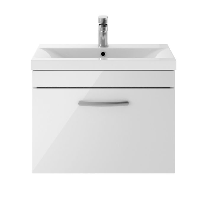 Dezine Nene 600mm Gloss White Stort Hung 1 Drawer Vanity Unit