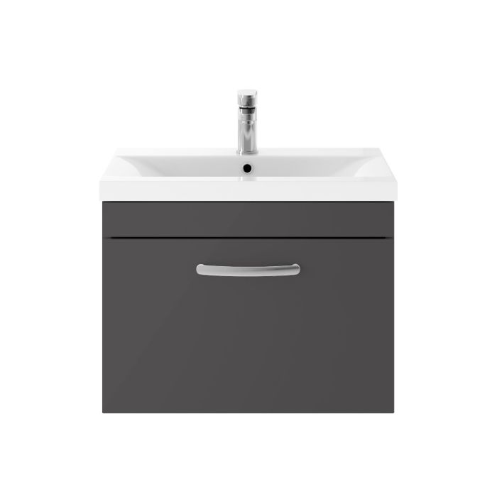 Dezine Nene 600mm Gloss Grey Stort Hung 1 Drawer Vanity Unit